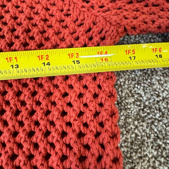 Rebecca Minkoff Women's Size Small Rust Orange Open Knit Bianca Sweater Boho - Picture 7 of 8